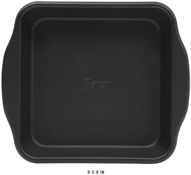 Oster Teston 8-Inch Square Cake Pan, Nonstick Carbon Steel Baking Pan, Matte Black, PFAS-Free, Oven-Safe, Easy Release Bakeware