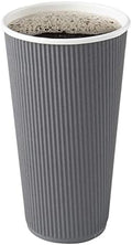 Restaurantware Ripple Wall Coffee Cups 10 Count 20 Ounce Insulated Gray Paper Cups, Rolled Rim Spill-Resistant Disposable Paper Non-Slip for Coffee, Beverages