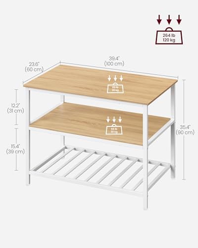VASAGLE Kitchen Island with 3 Shelves, Storage Cabinet, Steel Structure