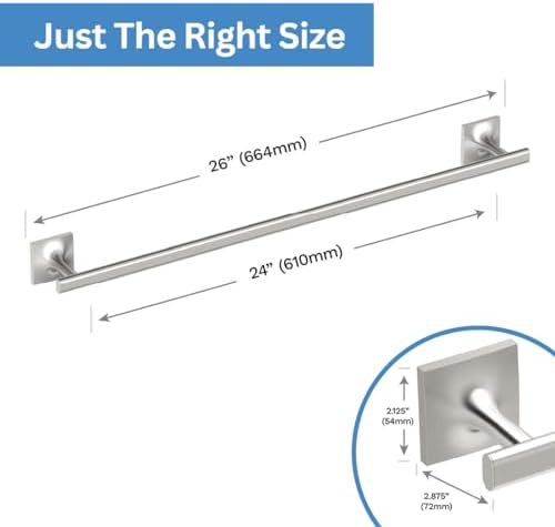 Gatco 5590 Waterline Towel Bar, 24 Inch, Satin Nickel