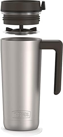 THERMOS ALTA SERIES Stainless Steel Mug 18 Ounce, Matte Steel/Espresso Black