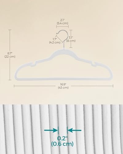 SONGMICS Velvet Hangers 60 Pack, Non-Slip Clothes Hangers, Space-Saving