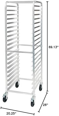 Winco 20-Tier Aluminum Sheet Pan Rack with Brake
