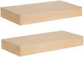Kate and Laurel Havlock Modern Natural Floating Shelves; Set of 2; 18 x 8; Natural Wood; Mid-Century Bathroom and Kitchen Shelves for Storage and Display Decor