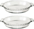 Anchor Hocking 2 Pack 9.5 Inch Glass Pie Plates – Classic Bakeware for Pies, Quiches, and Tarts – Oven Safe, Dishwasher Safe, Made in USA