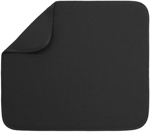 S&T INC. Dish Drying Mat, 16" x 18", Large, Black