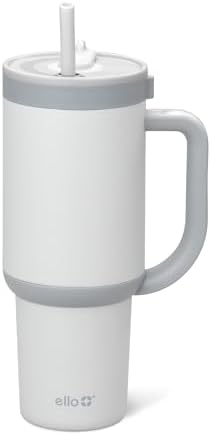 Ello Oasis 30oz Insulated Stainless Steel Tumbler with Straw, Grayscale