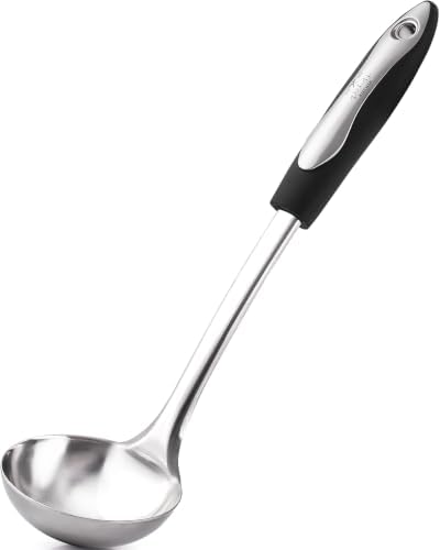 Zulay Kitchen Premium Soup Ladle - 12" Stainless Steel with Non-Slip Silicone Handle