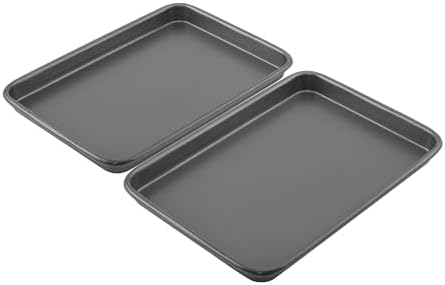GoodCook Everyday Toaster Oven Mini Baking Sheets Set of 2 Set of 2 Heavy-Gauge Steel Baking Pans with Scratch-Resistant Nonstick, 9 x 6.2-Inch, Gray