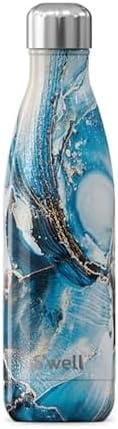 S'well Stainless Steel Water Bottle, 17oz, Ocean Marble, Triple Layered Vacuum Insulated Containers Keeps Drinks Cold for 36 Hours and Hot for 18, BPA Free, Perfect for On the Go