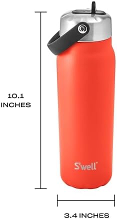 S'well Recycled Stainless Steel Explorer with Flip Straw Lid, 24oz, Radiant Coral, Triple Layered Vacuum Insulated Container Keeps Drinks Cold for 36 Hours and Hot for 8, BPA Free, Built In Handle