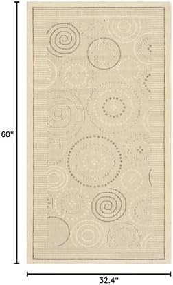 SAFAVIEH Washable Rug Outdoor Courtyard Collection - 2'7" x 5', Natural & Brown, Non-Shedding & Easy Cleaning, Ideal for Patio, Backyard, Mudroom (CY1906-3001)