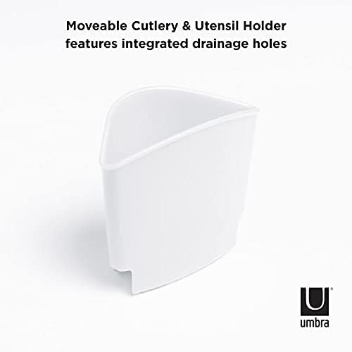 Umbra Sinkin Dish Drying Rack, in Sink or Countertop Drainer, White/Nickel