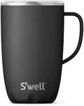 S’well Stainless Steel Travel Mug with Handle - 16oz - Onyx - Triple-Layered Vacuum-Insulated Container Designed to Keep Drinks Cold for 10 Hours and Hot for 3 - BPA-Free Water Bottle