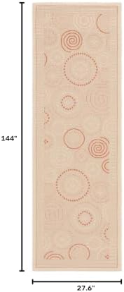 SAFAVIEH Washable Rug Outdoor Courtyard Collection - 2'3" x 12' Runner, Natural & Terracotta, Non-Shedding & Easy Cleaning, Ideal for Patio, Entryway, Mudroom, Hallway, Kitchen (CY1906-3201)