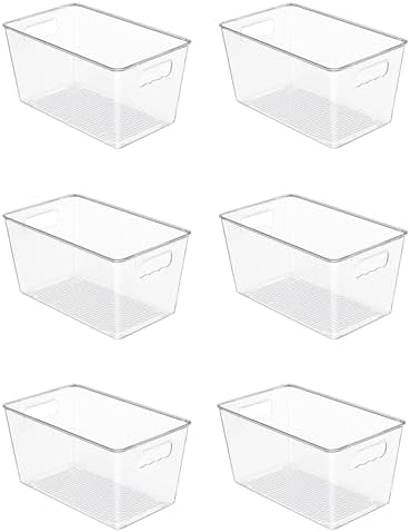 Vtopmart 6 Pack Clear Storage Bins, Pantry Cabinet Organizer Bins, Medium