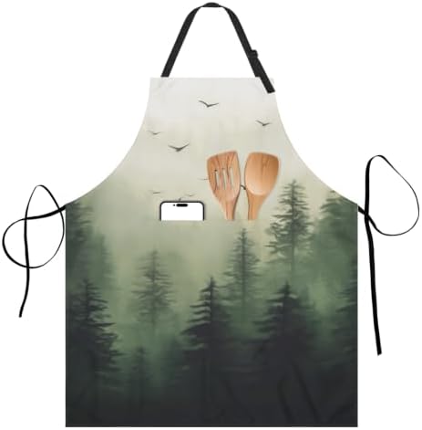 Giwawa Apron Unisex Resistant 33 x 28 inches with 2 Pockets Cooking Kitchen Aprons Suitable for BBQ Grill Drawing Haircut