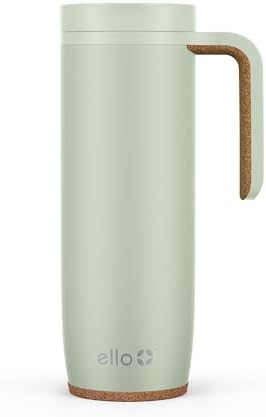 Ello Magnet Insulated Stainless Steel Travel Mug with Handle, Sage, 18 Ounces (Pack of 6)