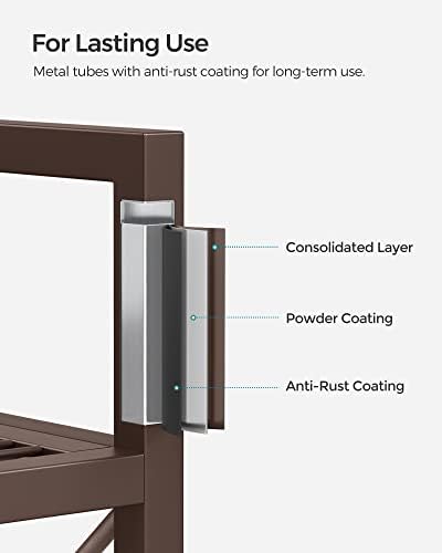 SONGMICS 3-Tier Steel Storage Rack with Wheels, Mesh Shelving Unit