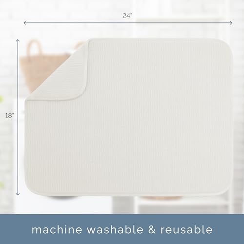 S&T INC. Dish Drying Mat, 18" x 24", XL, Cream