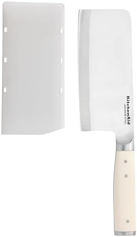 KitchenAid 6 Inch Forged Cleaver, Japanese Steel, Eastern-Style Ergonomic Handle with Blade Cover, Milkshake