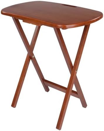 Winsome Lucca Set of 4 Foldable Snack Tables with Storage Rack, Teak