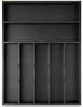 Bamboo Silverware Holder Drawer Utensil Organizer with 7 Slots Black