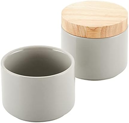 Rachael Ray Ceramics Stacking Spice/Seasoning Box Set with Lid, 2 Piece, Light Gray