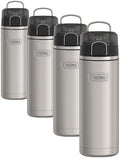 THERMOS ICON SERIES, Stainless Steel Water Bottle with Spout - 24 Ounce, Matte Stainless Steel - Vacuum Insulated Water Bottle with Lid (Pack of 4)