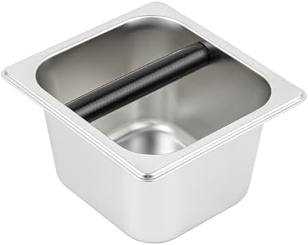 Restaurantware Espresso Knock Box - 1 Case - 4" Inch Deep Stainless Steel Basin Coffee Ground Bin - Removable Knock Bar With Non-Slip Base, Silver Coffee Puck Container For Home Barista Use