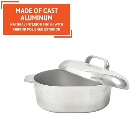 IMUSA 11 Inch Cajun Cast Aluminum Oval Roaster with Lid for Vegetables