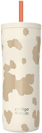 Contigo Streeterville 2.0 Insulated Stainless Steel Travel Tumbler with Flex Straw and AUTOCLOSE Lid, Reusable Iced Coffee Cup, 24oz, Oatlmilk