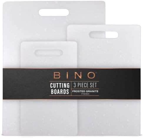 BINO Cutting Board - 3-Piece Chopping Boards | BPA-Free Plastic, Durable, Multipurpose, Dual-Sided, Dishwasher Safe, Easy to Clean | Charcuterie Accessories | Home & Kitchen Utensils Frosted Granite