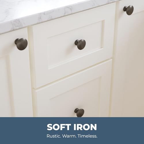 Franklin Brass - Fulton Soft Iron Round Cabinet Knobs 1-3/16" Easy Install, Durable Hardware for Drawers, Dresser, Kitchen Cabinet Doors, and Furniture (10-Pack)