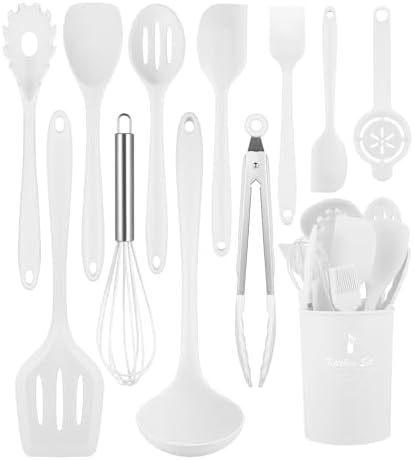 White Kitchen Utensils Set-12 Pieces Silicone Cooking Utensils Set
