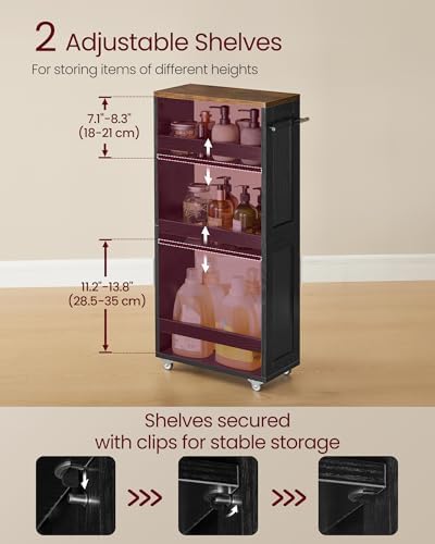 VASAGLE 4-Tier Slide-Out Storage Cart, Slim Kitchen Cart with Wheels