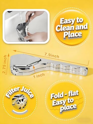 Lemon Squeezer, Stainless Steel Manual Citrus Squeezer, Silver
