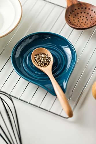 LAUCHUH Spoon Rest, Ceramic Spoon Holder for Stove Top, Spatula Holder