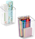 vacane 2-Pack Adhesive Cabinet Door Organizer, Transparent Plastic Storage Bins for Kitchen Bathroom Office, No Drill Hanging Basket, Space Saving Removable Holder-S