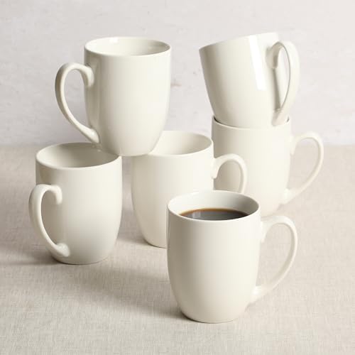 Gibson Home Great Essentials 16 Ounce Porcelain Coffee Mugs - Set of 6 - Cups for Latte, Hot Tea, Cappuccino, Mocha, Espresso, Cocoa