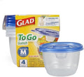 Glad GladWare To Go Lunch Containers with Dressing Cup, 32 Oz, 4 Count