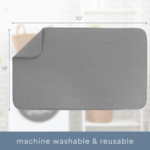 S&T INC. Dish Drying Mat, 18" x 30", Jumbo, Grey