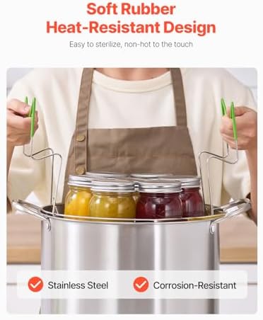VEVOR 21 QT Canning Pot with Rack and Lid, Stainless Steel Waterbath Canner with Dual Handle and Glass Lid, Compatible with All Cooktops: Induction, Gas, Electric, Glass, Ceramic, Halogen