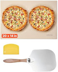 VEVOR Pizza Stone, 20 x 14 x 0.6 in Rectangular Cordierite Pizza Stone, 1450℉ Heat-Resistant Cook Stone, Extra Large Baking-Stone with Metal Peel, Scraper, for Kitchen Bake Oven, BBQ Grill