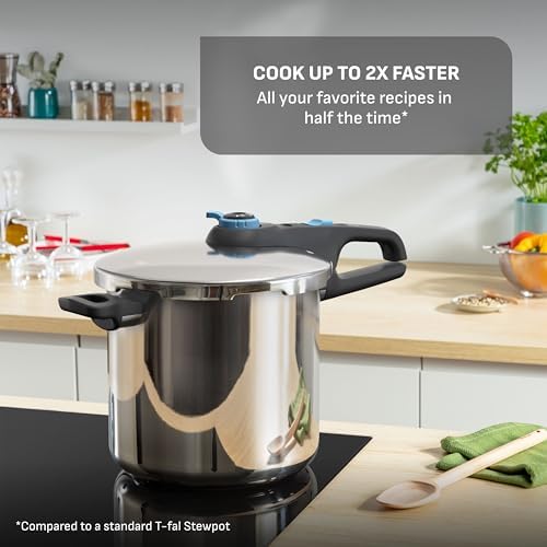 T-Fal Secure Trendy Stainless Steel Pressure Cooker, 8.5 qt, Induction