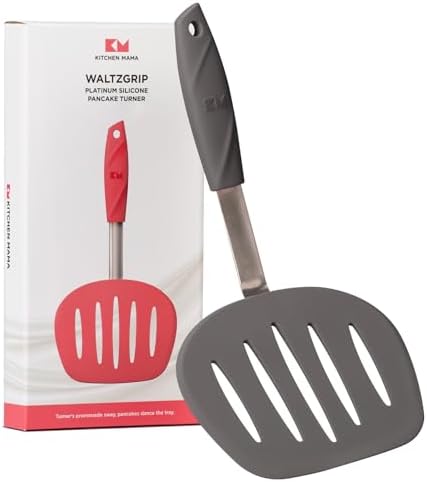 Kitchen Mama WaltzGrip Platinum Silicone Pancake Spatula Turner, Metal Gray
