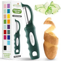 Spring Chef Potato Peeler for Kitchen with Soft Grip Handle, Pine Green
