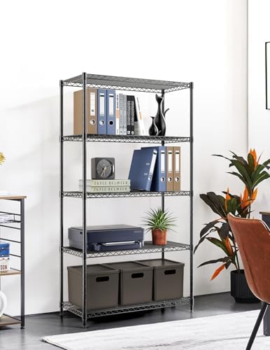 Simple Deluxe Heavy Duty 5-Shelf Storage Shelving Unit, 1250lbs Loading Capacity, 29.92" D x 13.98" W x 61.09" H, Black, 2 Pack