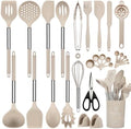 NCUE 28-Piece Silicone Kitchen Utensils Set with Stainless Steel Handles