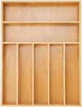Besilord Silverware Organizer Kitchen Drawer Organizer Utensil Organizer Bamboo Silverware Holder Cutlery Organizer in Drawer Flatware Organizer Tray(7 slots, Natural